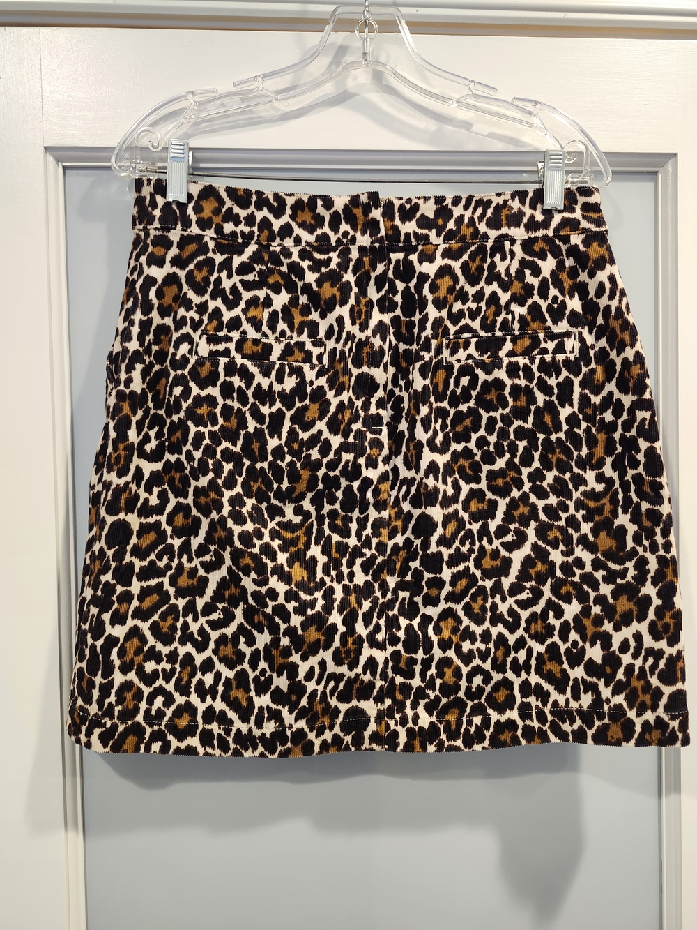 J.Crew Leopard Corduroy Buckle Mini Skirt Size 8 Animal Print A-Line - Picture 4 of 7